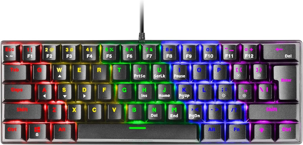 Mechanisch Gaming Toetsenbord 60% Compact FRGB Verlichting Anti-ghosting Stofdichte Switches
