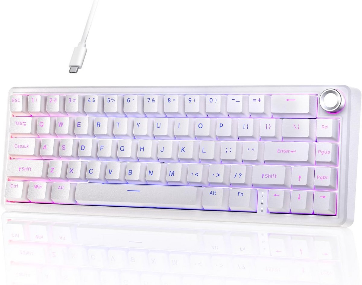 Mechanisch 60% Gaming Toetsenbord met Gasket Mount en Draaiknop