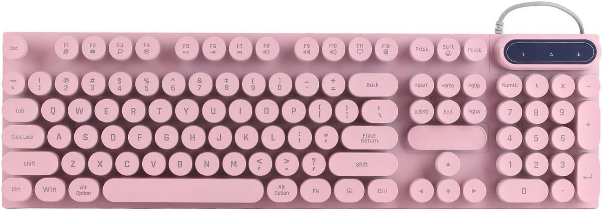 Bedraad Gaming Toetsenbord met Ronde Keycaps en Verlichting - Roze