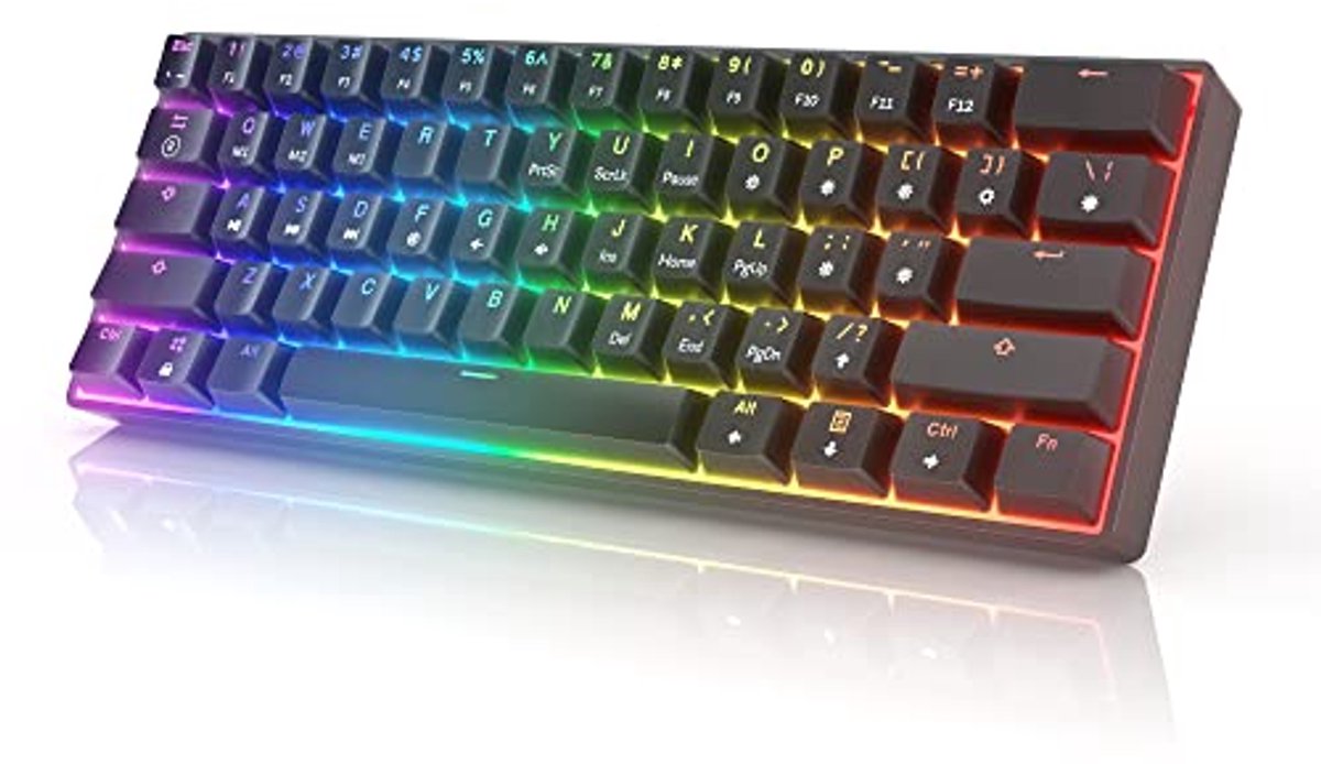 Mechanisch Gaming Toetsenbord 60% met RGB Rainbow LED Verlichting en Programmeerbare Toetsen
