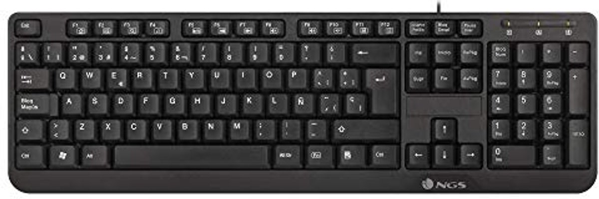 Zwart Membraantoetsenbord met 12 Multimedia Toetsen en 1,4m Kabel - QWERTY Spaans