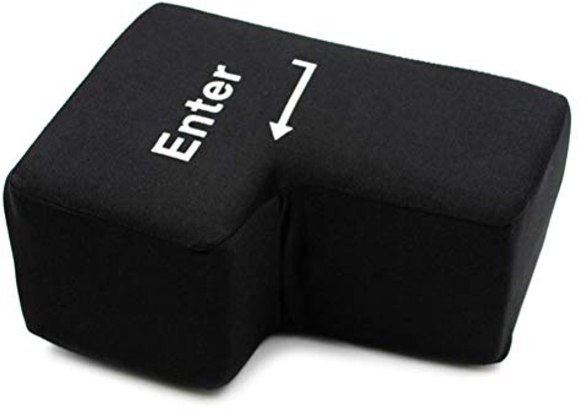 Grote Enter-toets Kussen voor Laptop - Grappig Slaapkussen en Stressverlichter voor Kantoor
