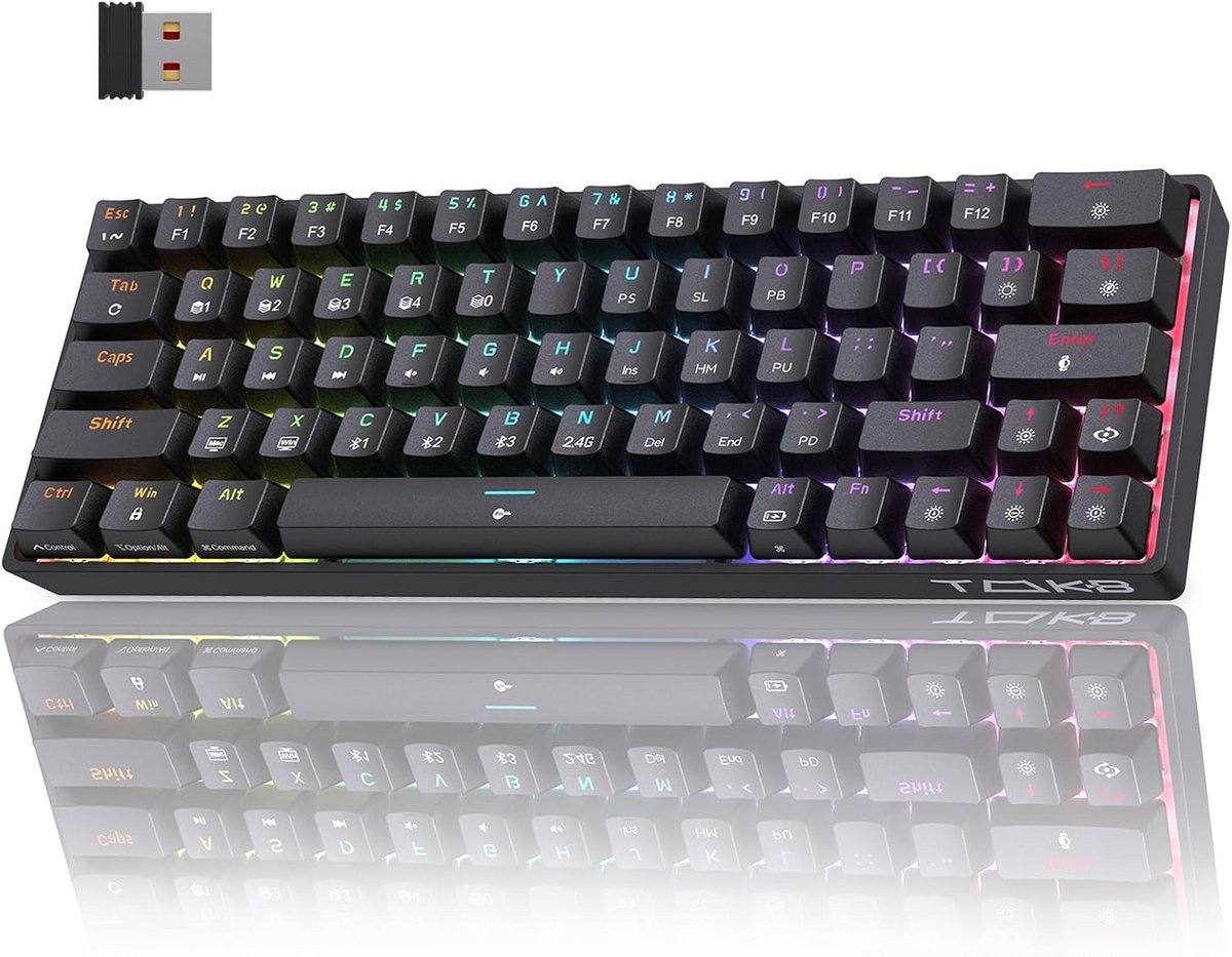 Draadloos Mechanisch Toetsenbord 60% - RGB, Bluetooth & Type-C Verbinding - Ergonomisch Design