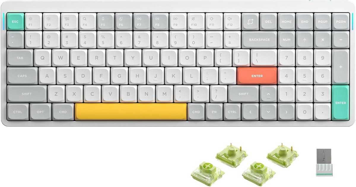 Mechanisch Toetsenbord 96% Low Profile Draadloos - Bluetooth 5.1 en Bekabelde Verbinding