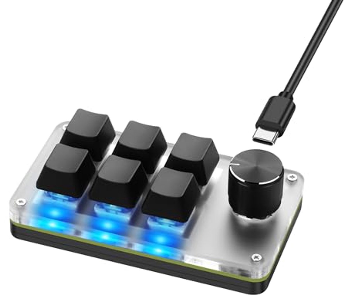 Mini programmeerbaar toetsenbord met RGB verlichting en 6 toetsen voor gaming en kantoor