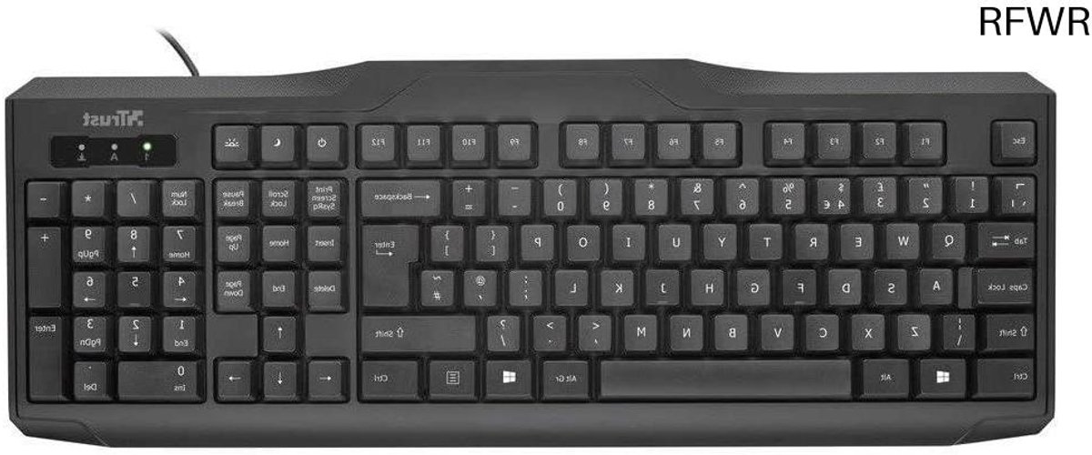 RFWR® Volledig formaat bedraad toetsenbord met UK lay-out voor PC en laptop - Zwart