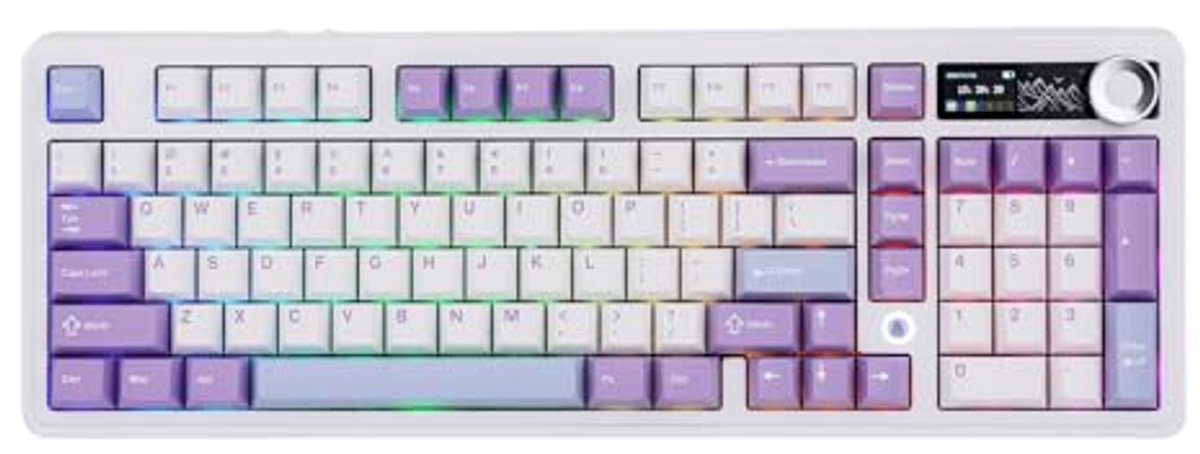 Draadloos Gaming Toetsenbord met TFT Scherm en RGB Verlichting - 96% Compact Design