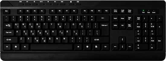 Bekabeld Multimedia Toetsenbord met 9 Sneltoetsen QWERTY USB Zwart
