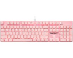 Mechanisch Gaming Toetsenbord Bedraad Met 104 Sleutels En Roze Achtergrondverlichting