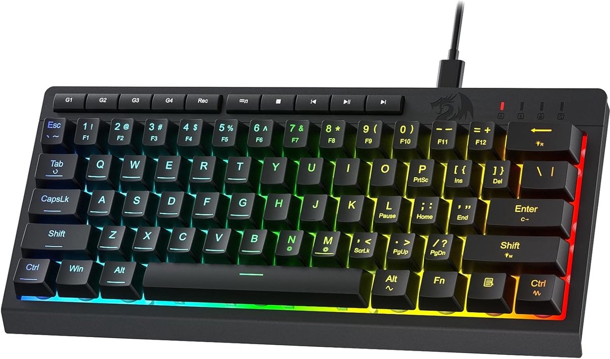Compact 60% RGB Membraan Gaming Toetsenbord met Macrotoetsen en Media Controls
