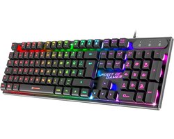 Bedraad Gamingtoetsenbord met RGB Verlichting, Anti-Ghosting en Multi-Media Functies
