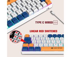 60% Mechanisch Gaming Toetsenbord Type C met RGB Verlichting en Waterdichte PBT Keycaps