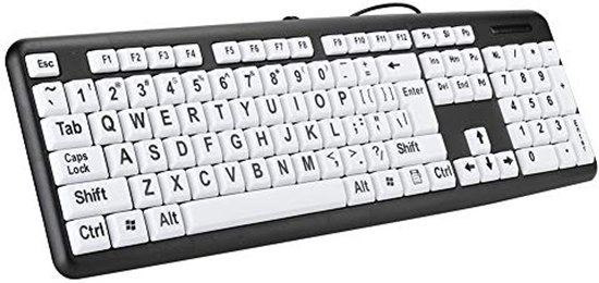 Grootletter toetsenbord voor ouderen - USB bedraad toetsenbord met 104 toetsen