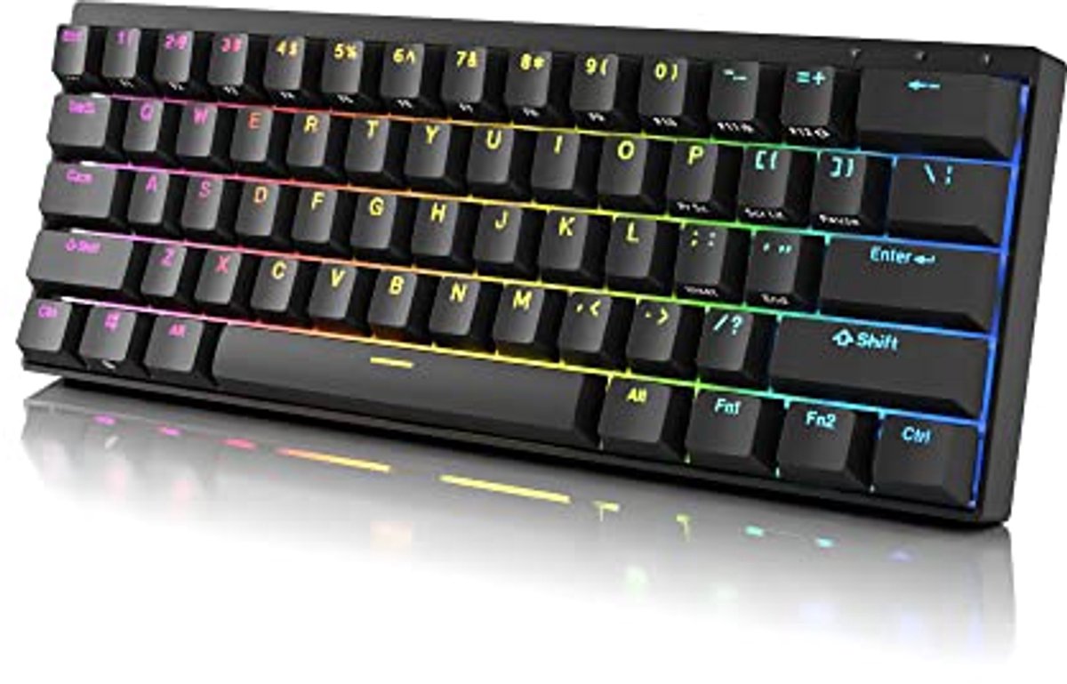 RGB Mechanisch Gaming-Toetsenbord 60% Layout met N-key Rollover en USB C