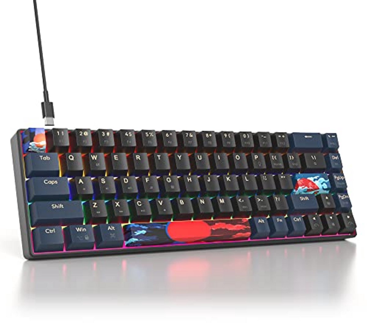 Gaming Toetsenbord 65% Mechanisch met Achtergrondverlichting voor Laptop en Desktop