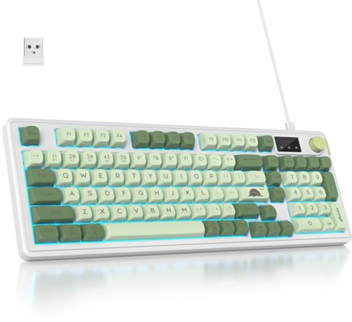 Draadloos 96% Toetsenbord met RGB Verlichting en Multifunctionele Knop, Bedraad/Bluetooth Verbinding