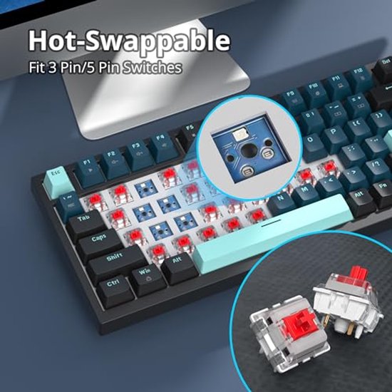 Draadloos Mechanisch Toetsenbord met RGB Verlichting en Hot Swappable Functie - 82 Toetsen TKL