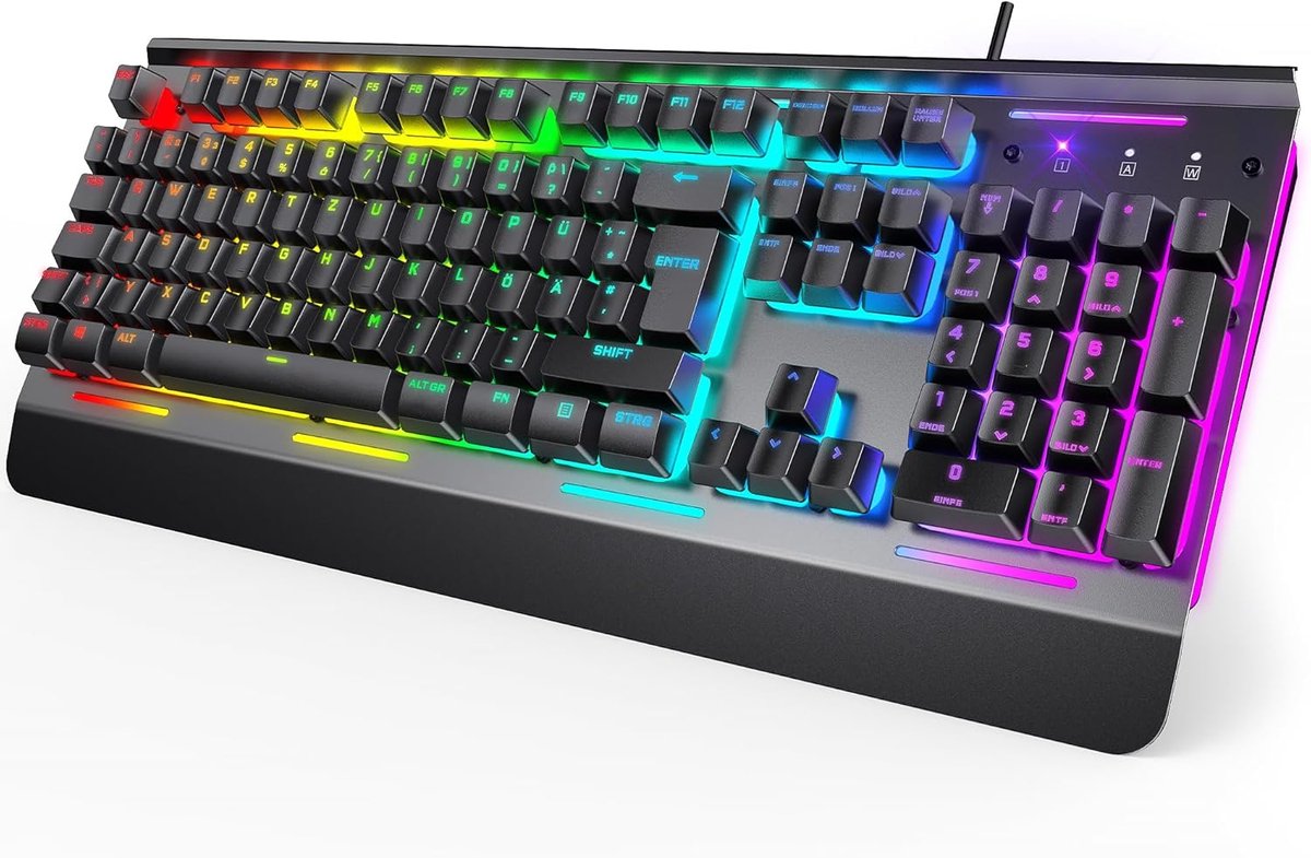 RGB Gaming-toetsenbord met 105 Toetsen en Ergonomische Polssteun voor PC