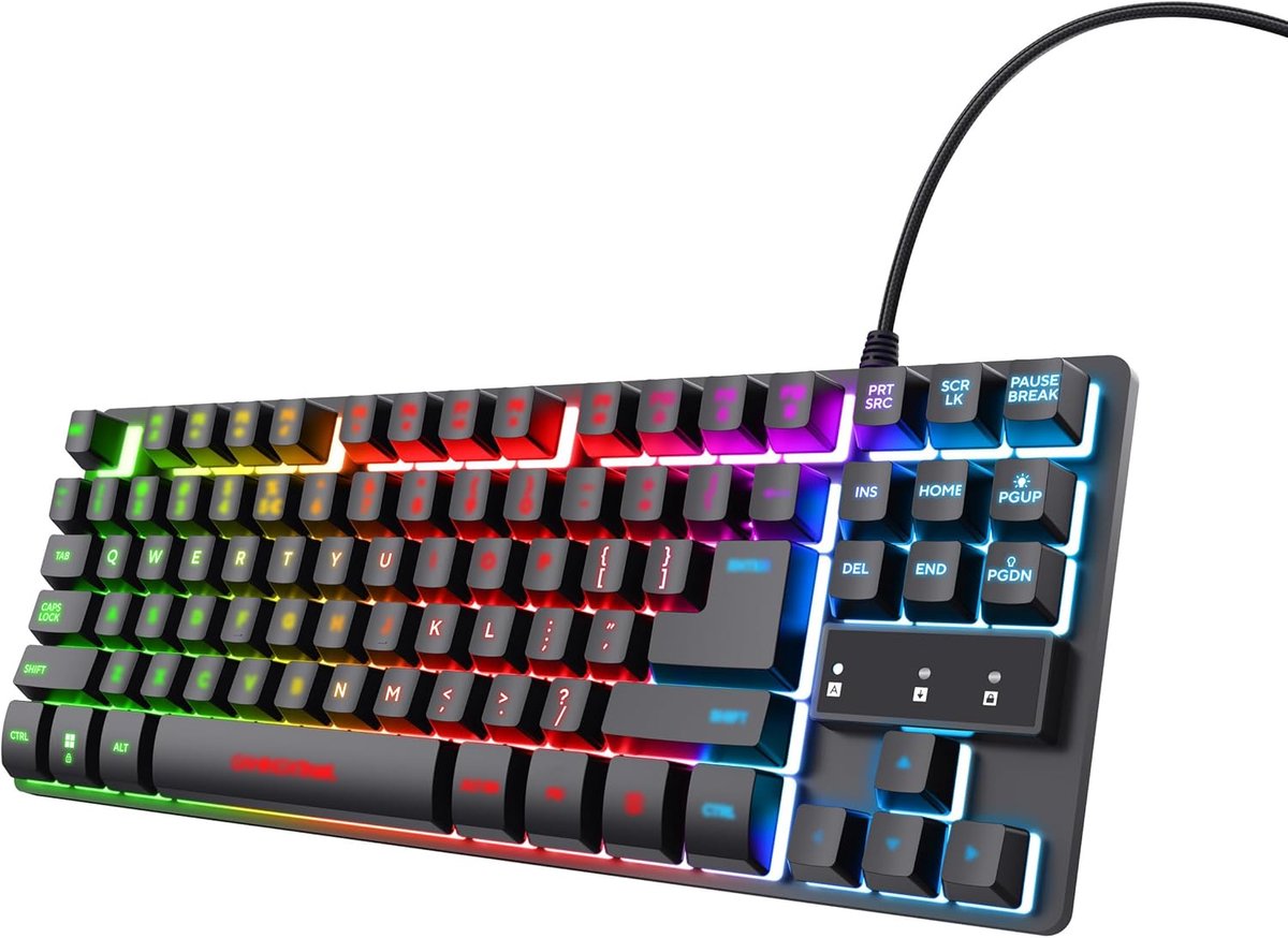 Compacte TKL Gaming Toetsenbord met RGB Verlichting en USB Plug & Play voor PC/Laptop