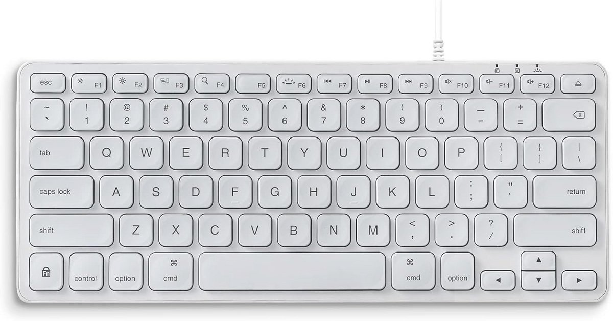 Mini Backlit Keyboard voor Mac met Kabel - Dunne Scharensleutels en Grote Letters, QWERTY Indeling