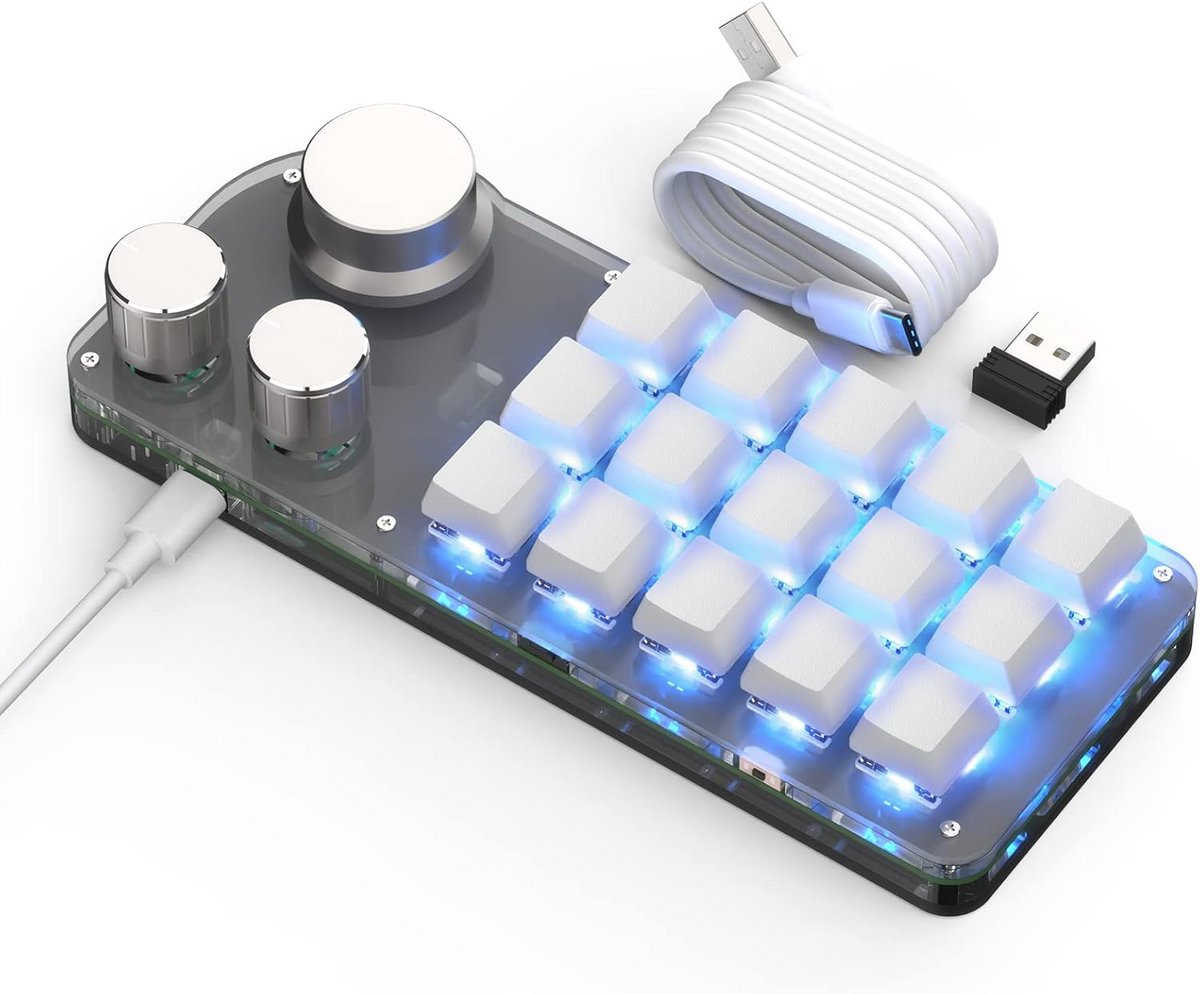 Programmeerbaar Mini Mechanisch Macro Toetsenbord Draadloos Hot-Swap RGB Gaming Kantoor Wit