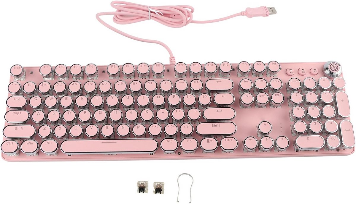 Mechanisch Gaming Toetsenbord met Typewriter Look - 104 Toetsen en Blauwe Switches