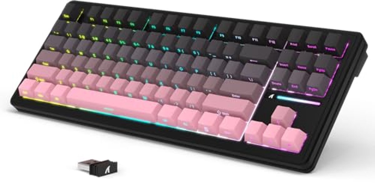 Draadloos Gaming Toetsenbord 75% - Tri-Mode BT5.0/2,4G/Bedraad met RGB Backlit en Hot-Swap Switches