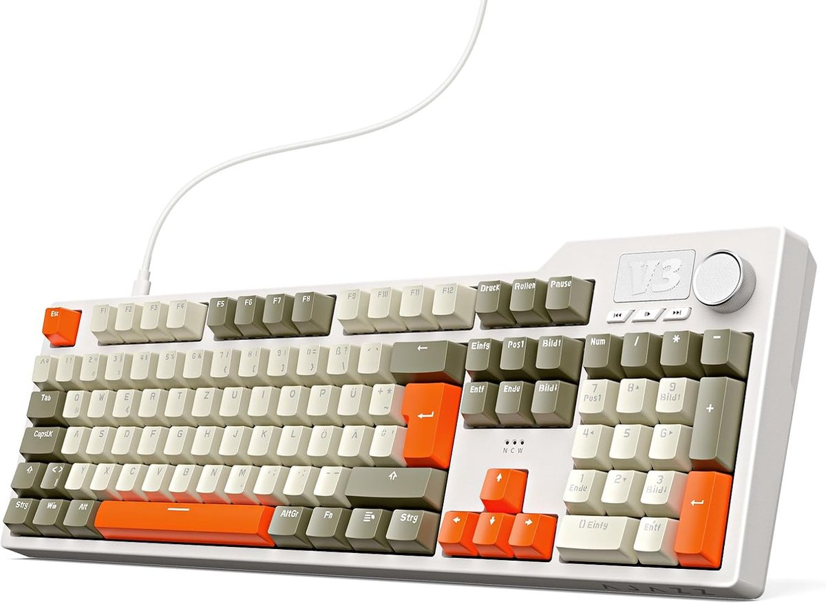 Mechanical Keyboard - Mechanisch Toetsenbord Gaming - Grijs en oranje
