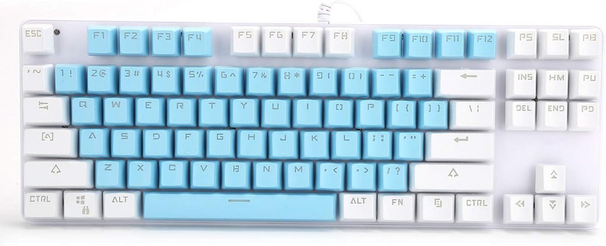 Compact 87-Toets Mechanisch Toetsenbord met Blauwe Switches en Gemengde Backlight - Gaming & Desktop
