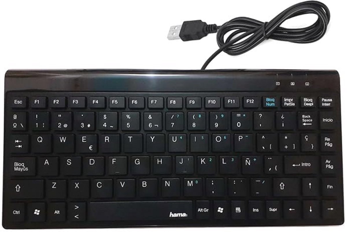 Mini-Toetsenbord met Kantelbare Kabel en USB-Stekker – 88 Toetsen, Plat Ontwerp, Zwart