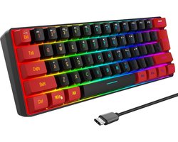 60% Bedraad Gamingtoetsenbord met RGB Verlichting, Compact en Stil voor Kantoor en Gaming