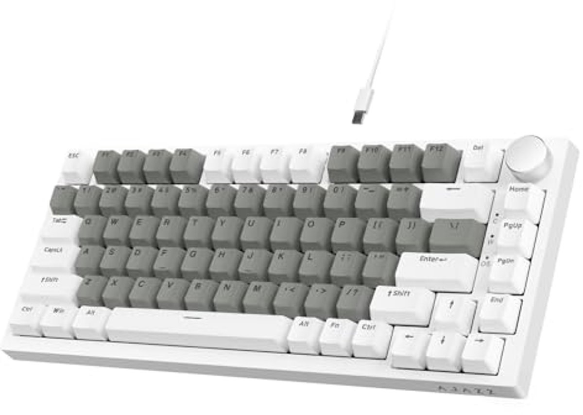 Mechanisch Gaming Toetsenbord 75% TKL met Hot-Swap Functie en Wit Licht