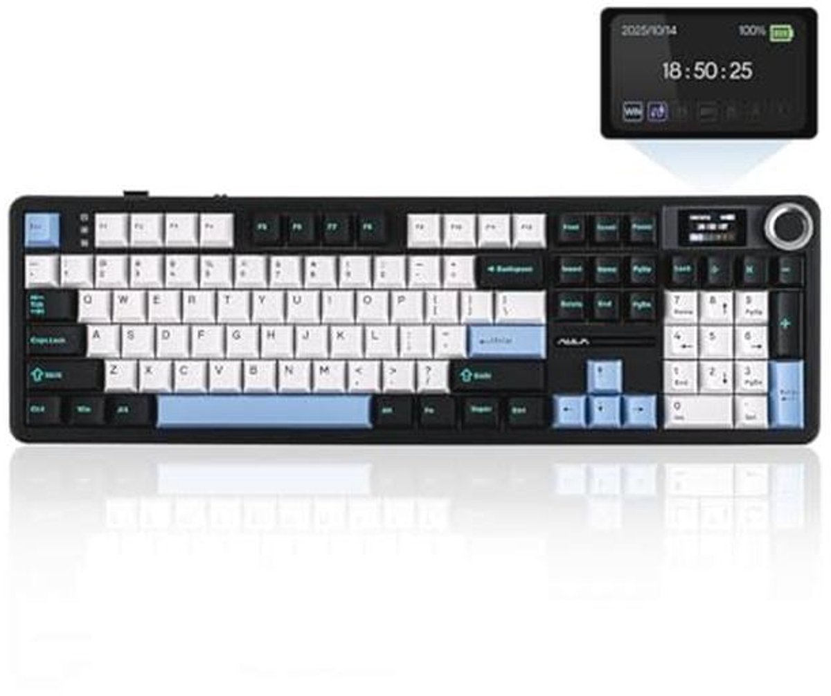 Draadloos Gaming Toetsenbord met LCD Scherm, Hot Swap, RGB Verlichting voor PC/Mac/Android