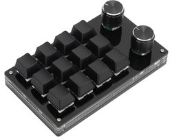 Mini mechanisch toetsenbord - 12 programmeerbare toetsen + 2 knoppen - USB - Compact en draagbaar