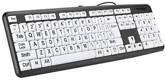 Grootletter toetsenbord voor ouderen - USB bedraad toetsenbord met 104 toetsen