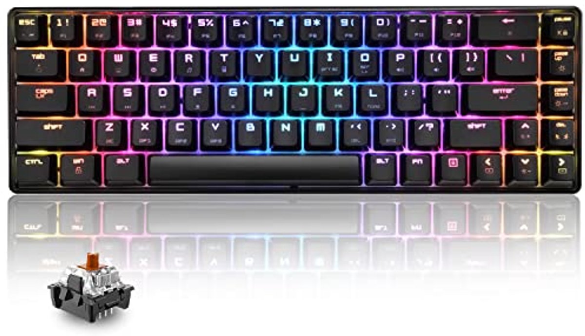 Compact Mechanisch Gamingtoetsenbord met RGB Achtergrondverlichting 60% Layout - 68 Toetsen QWERTY