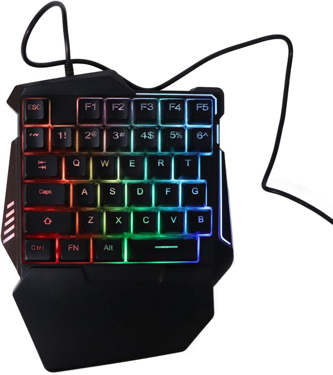 Ergonomisch Compact Gamingtoetsenbord met Eén Hand en RGB Verlichting - USB Bedraad