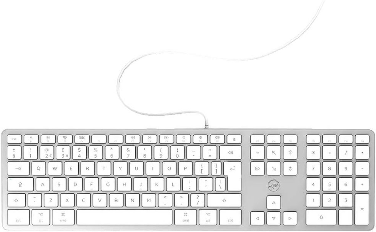 QWERTY Toetsenbord Geschikt voor Mac - Wit/Zilver, Bekabeld en Ultradun