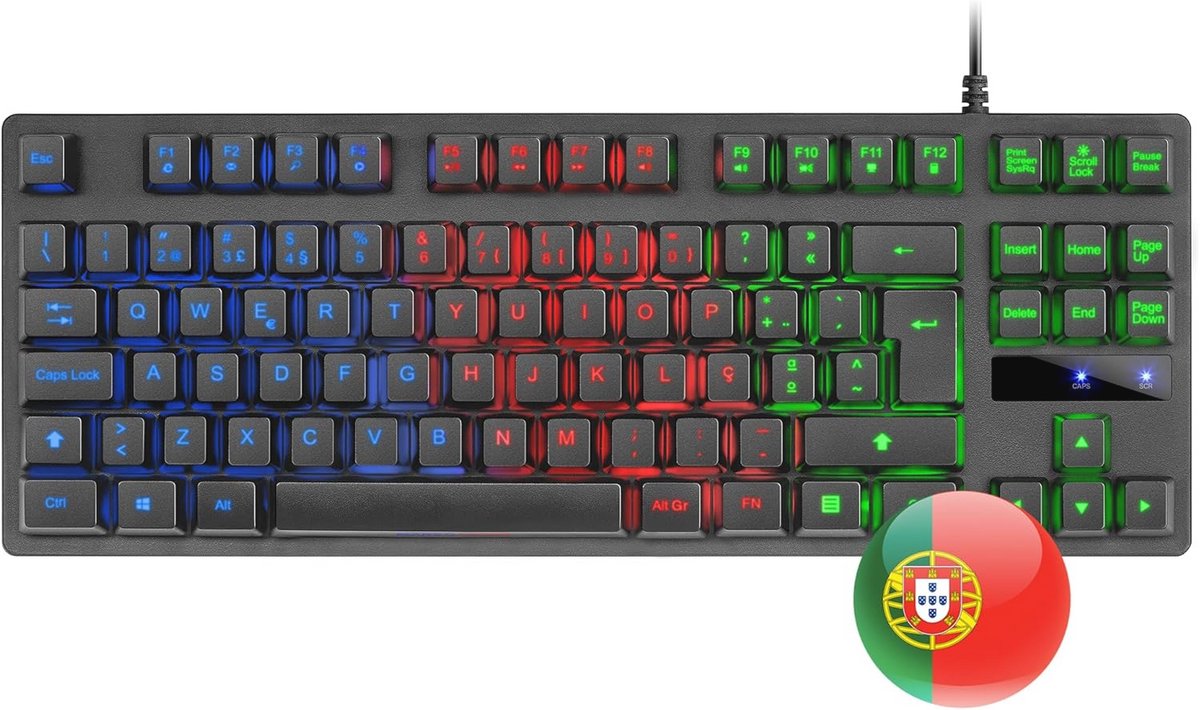 Compact Gaming Toetsenbord Met Rainbow Verlichting en Antighosting