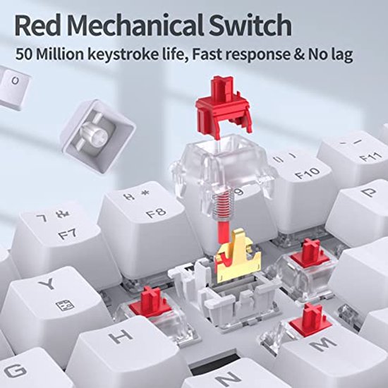 Ultra-compact 60% Gaming Toetsenbord met LED Achtergrondverlichting - 68 Toetsen Mechanisch