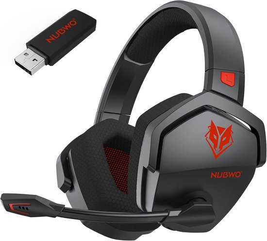 Draadloze Gaming Headset met Microfoon - 100 Uur Batterij - 50 mm Drivers - Rood