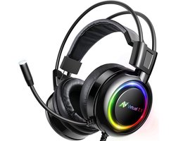 Gaming Headset met Virtueel 7.1 Surround Sound, RGB Verlichting en Vibratie voor PS4, PC en Laptop