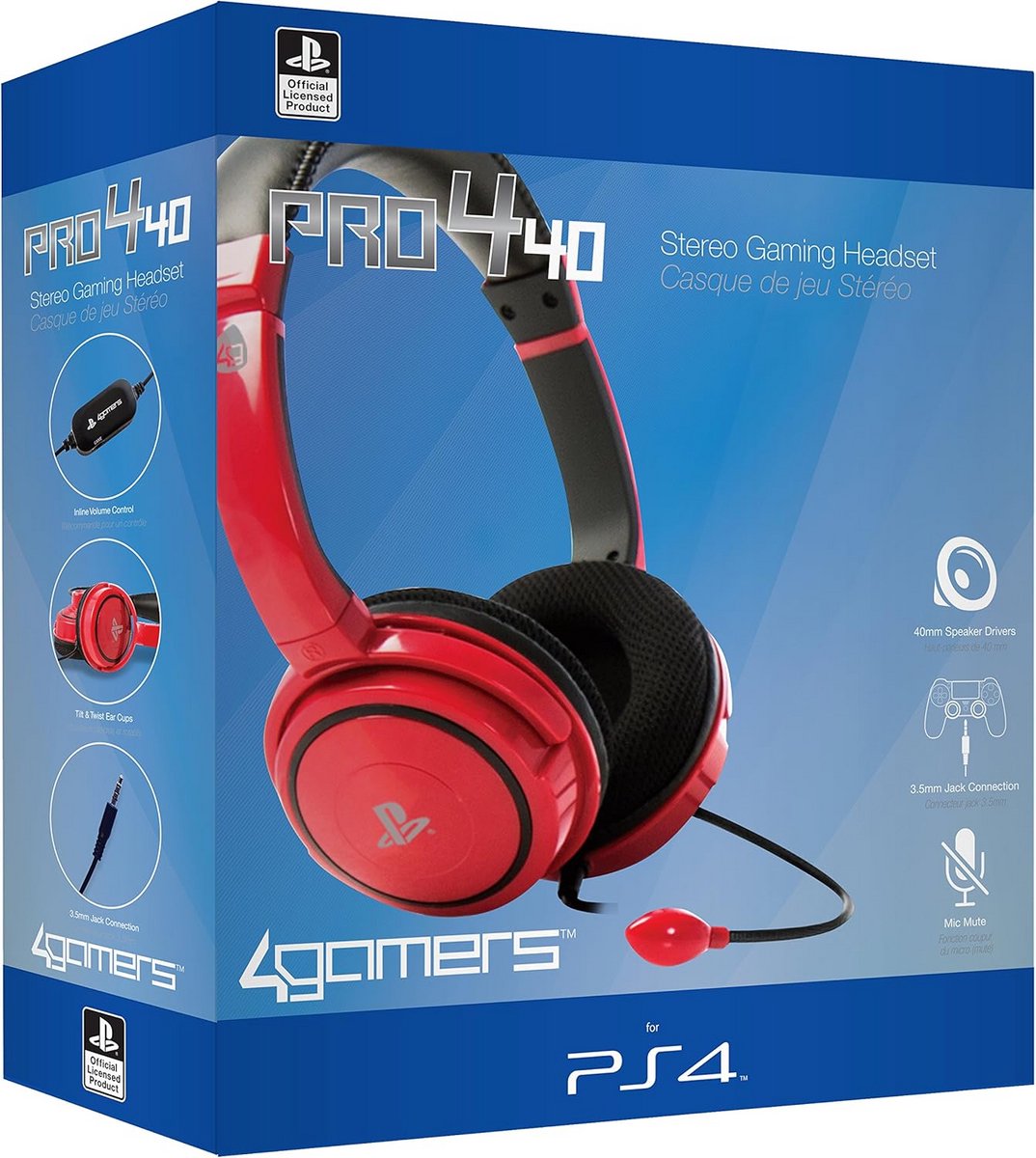 Wired Stereo Gaming Headset voor PS4 - Rood