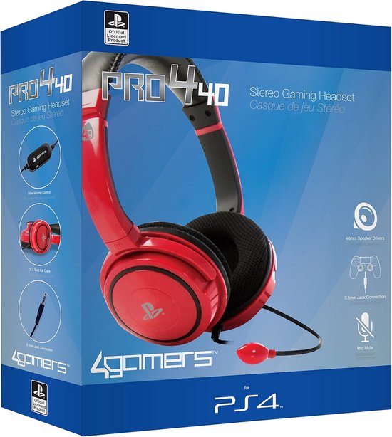 Wired Stereo Gaming Headset voor PS4 - Rood