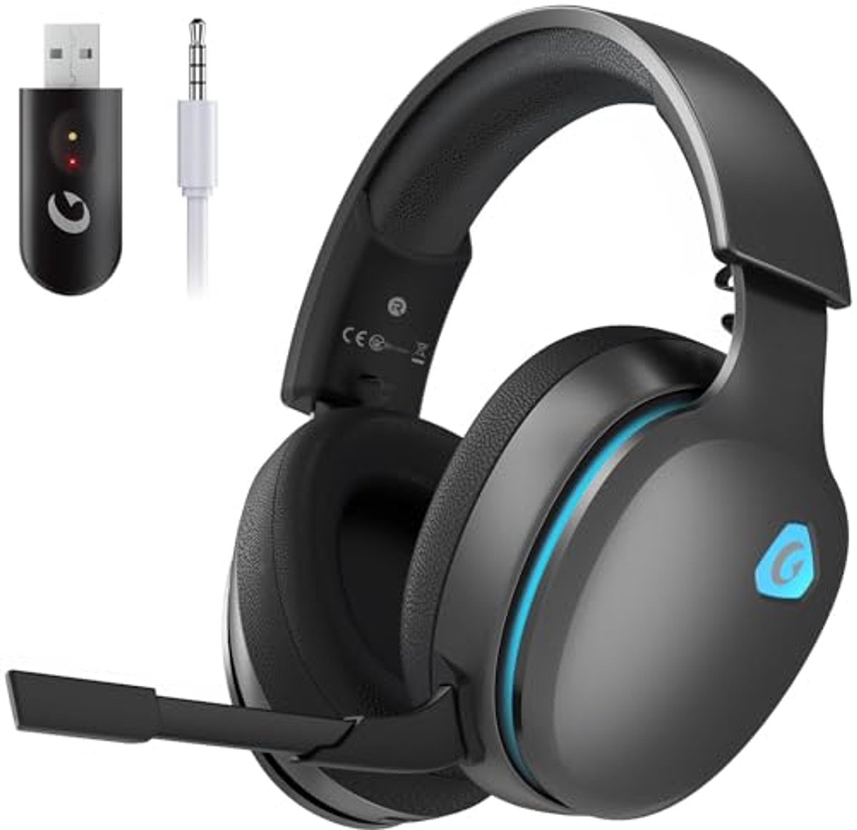 Draadloze Gaming Headset voor PC, PS5, Mac en Switch met 7.1 Surround Sound en Bluetooth 5.3