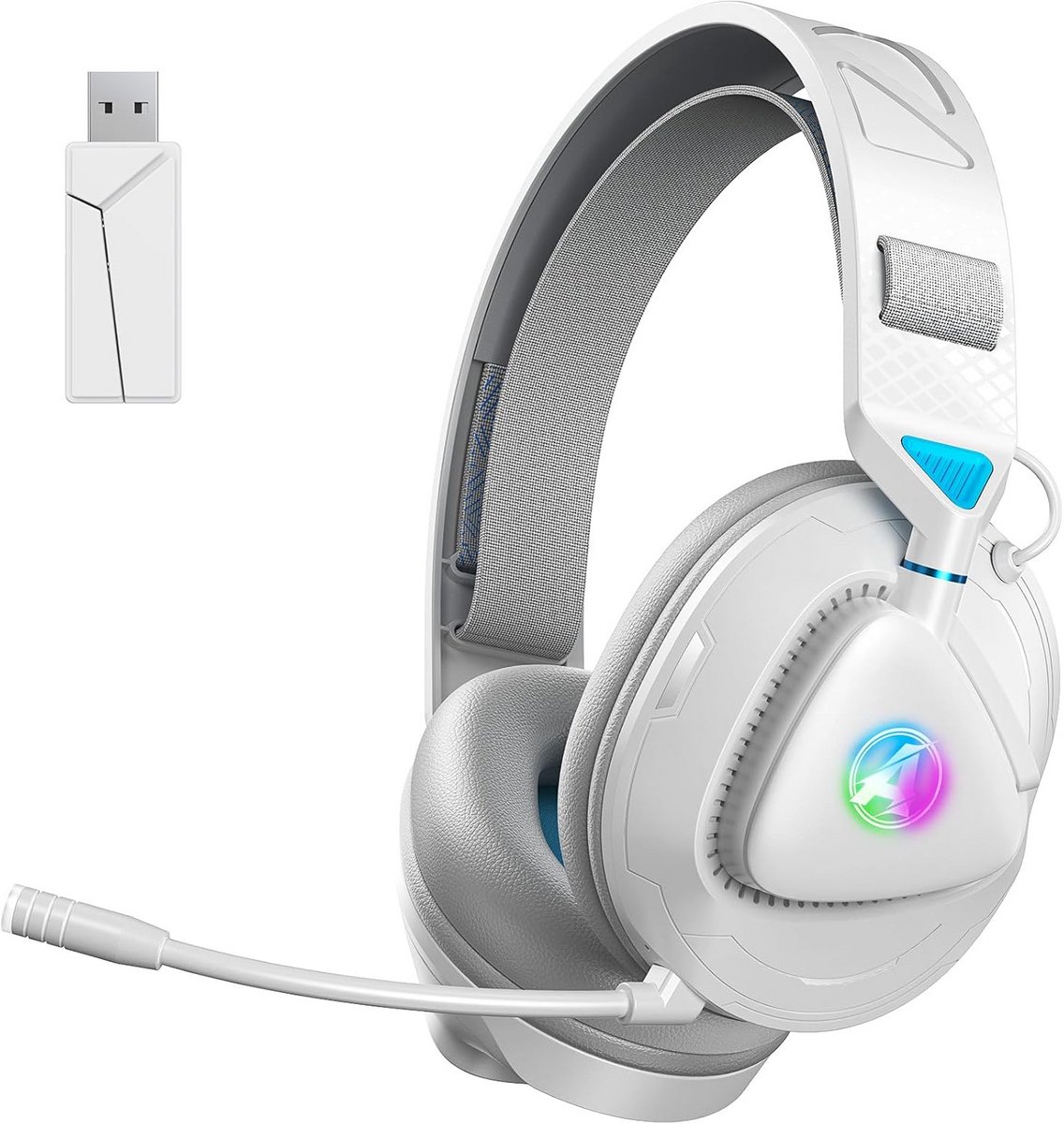 Draadloze Gaming Headset met Microfoon voor PS5, PS4, Switch en PC - Wit Blauw