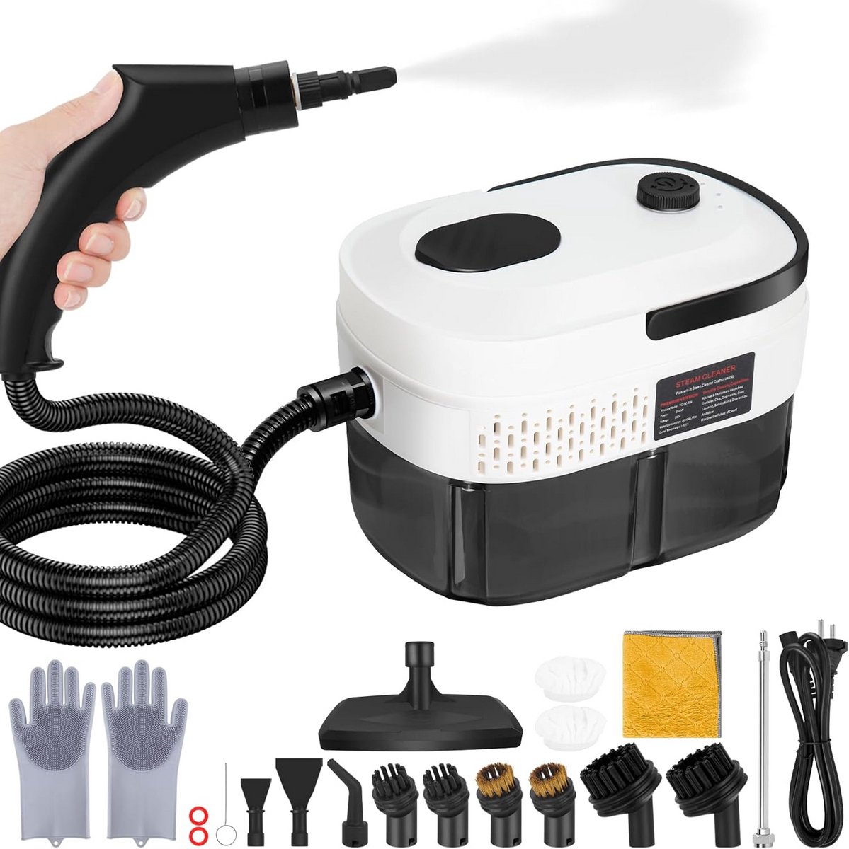 Krachtige Hand Stoomreiniger 2500W Met 17 Accessoires voor Diepe Reiniging