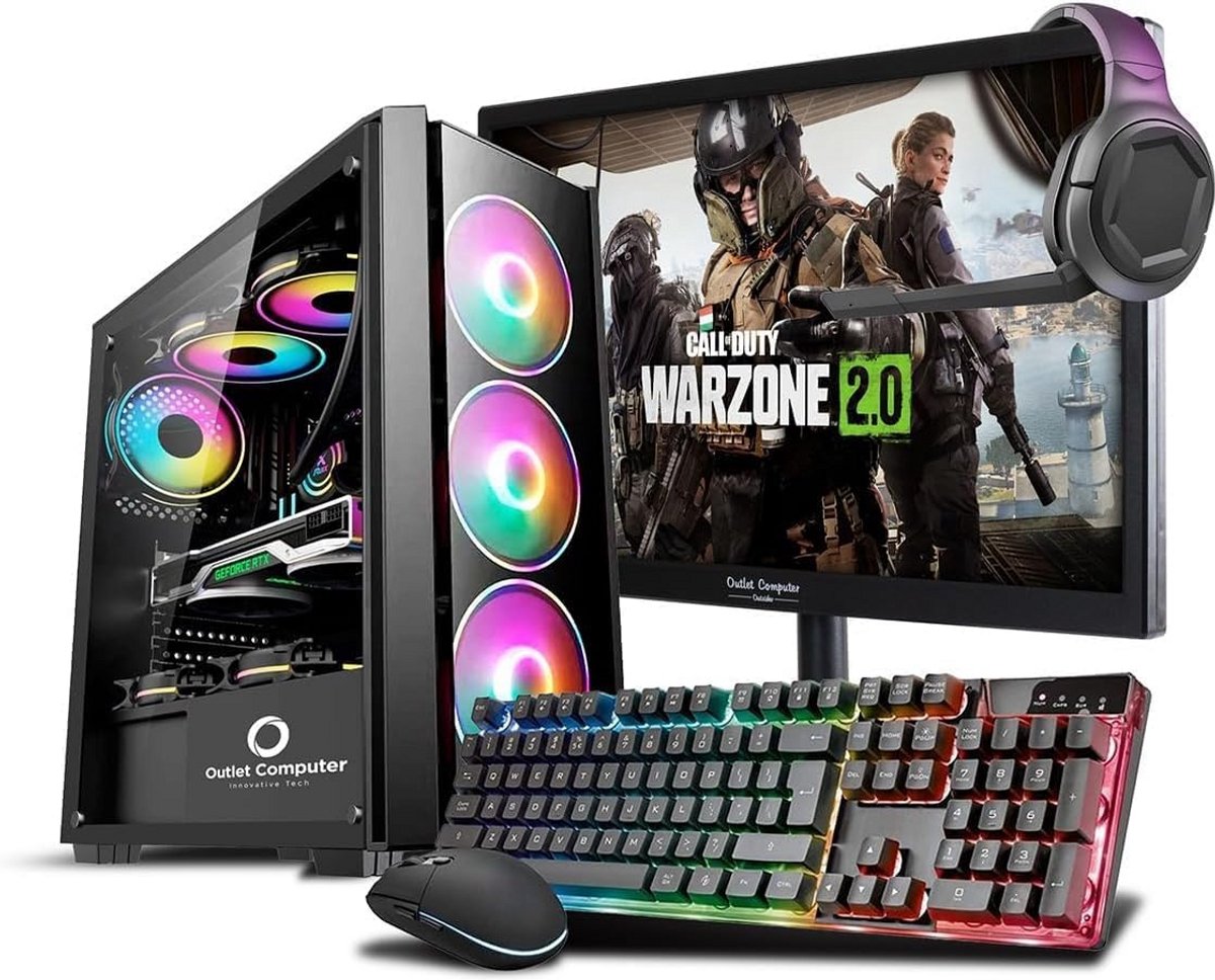 Krachtige Gaming Desktop PC Set met 27 inch Monitor, 32GB RAM en i7 Processor