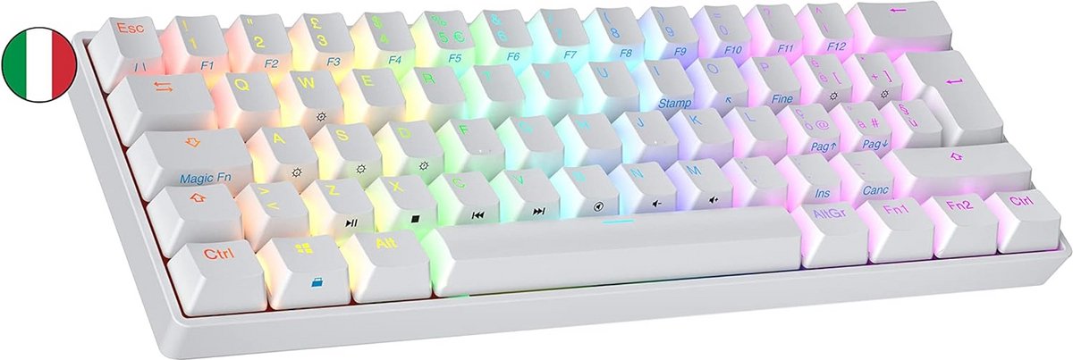 60% Mechanisch Gaming Toetsenbord 62 Toetsen Hot-Swappable QWERTY ISO IT RGB