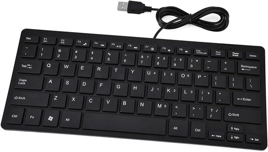 Ultra-dunne Mini Toetsenbord - 78 Toetsen - USB - Zwart